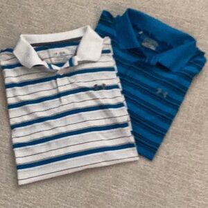 Bundle of 2 Under Armour Striped Golf Polo Shirts 2XL